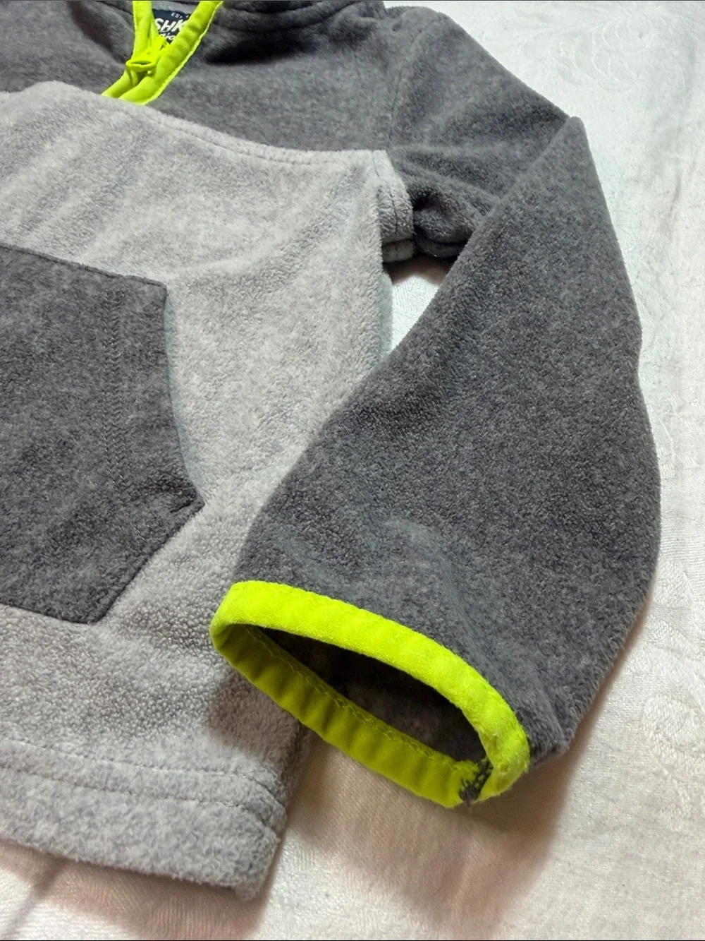 OshKosh B'gosh Gray Fleece Pullover with Lime Trim